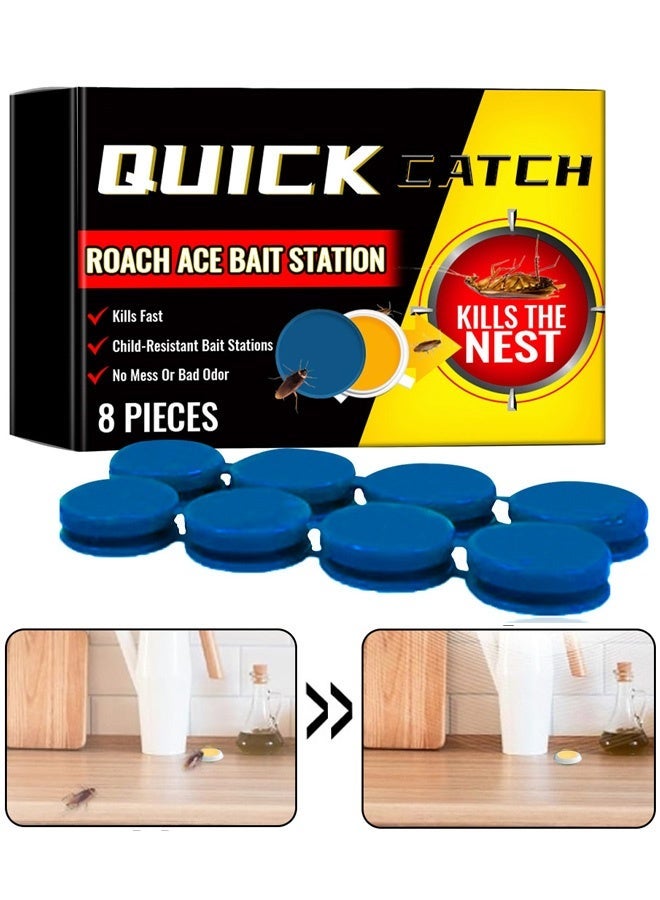 8 قطع من محطات طعم الصراصير الكبيرة، مبيد صراصير سريع المفعول يقضي على العش، حل لمكافحة الآفات عديم الرائحة ومقاوم للأطفال للاستخدام المنزلي في المطبخ والحمام والاستخدام التجاري - Image 1